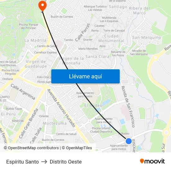 Espíritu Santo to Distrito Oeste map