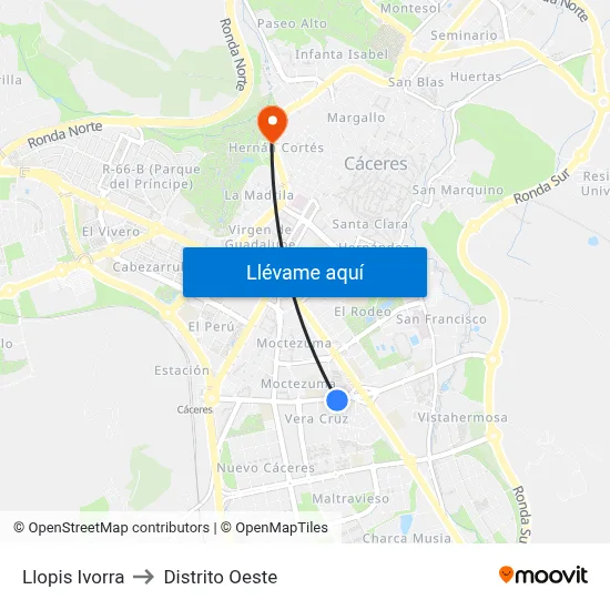 Llopis Ivorra to Distrito Oeste map