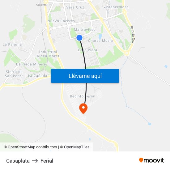 Casaplata to Ferial map