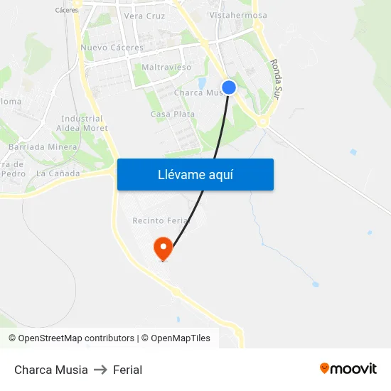 Charca Musia to Ferial map