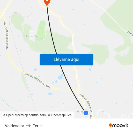 Valdesalor to Ferial map