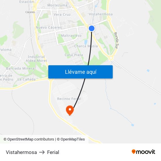 Vistahermosa to Ferial map