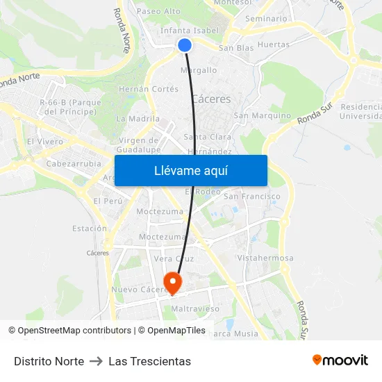 Distrito Norte to Las Trescientas map