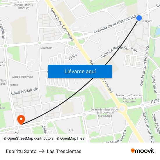 Espíritu Santo to Las Trescientas map