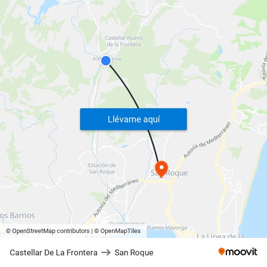 Castellar De La Frontera to San Roque map