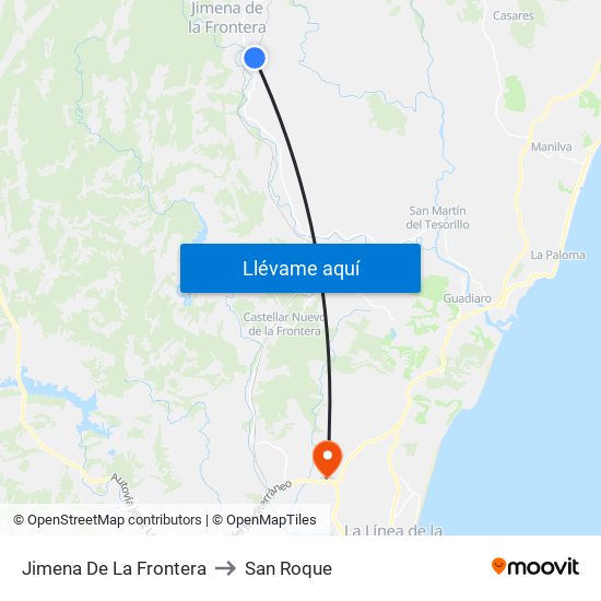 Jimena De La Frontera to Jimena De La Frontera map