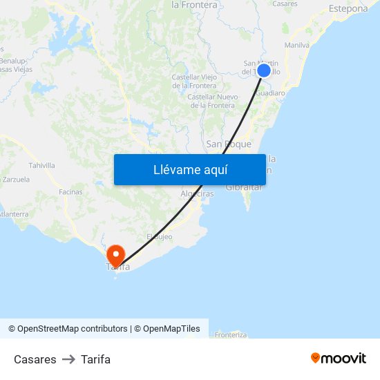 Casares to Tarifa map