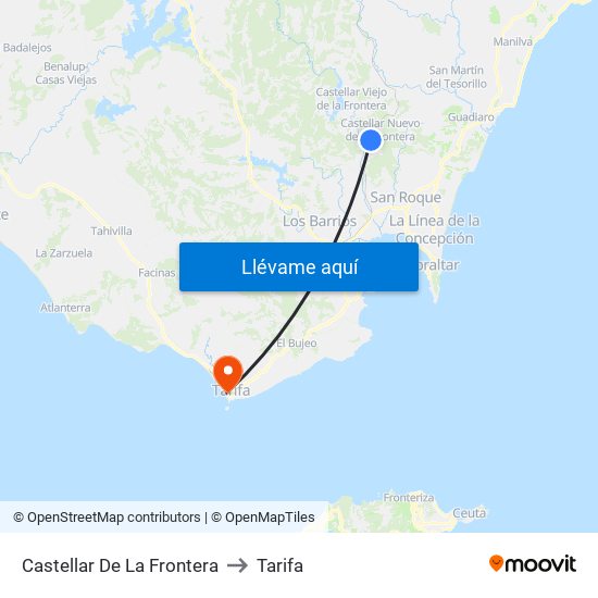 Castellar De La Frontera to Tarifa map