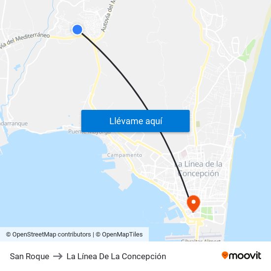 San Roque to La Línea De La Concepción map
