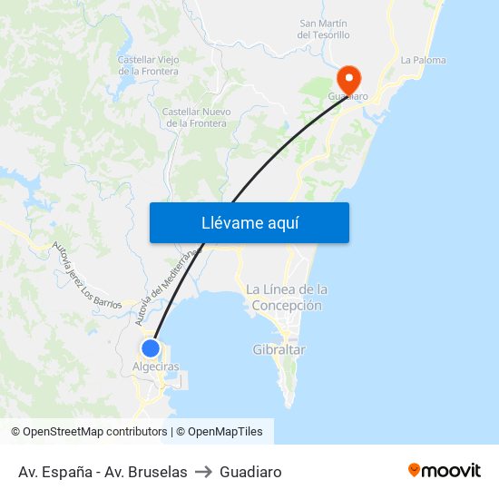 Av. España - Av. Bruselas to Guadiaro map