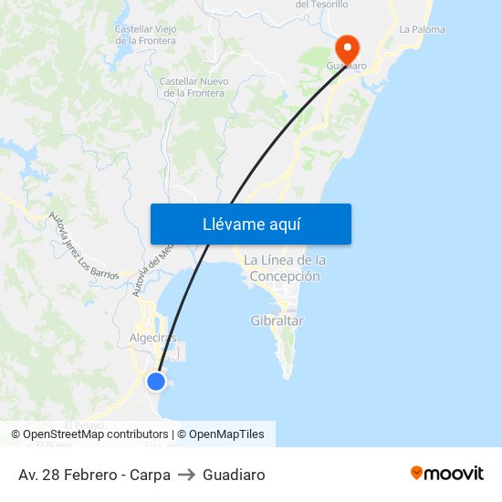 Av. 28 Febrero - Carpa to Guadiaro map