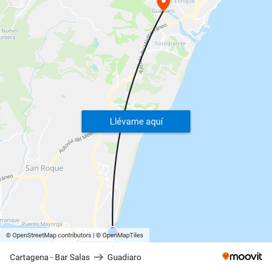 Cartagena - Bar Salas to Guadiaro map