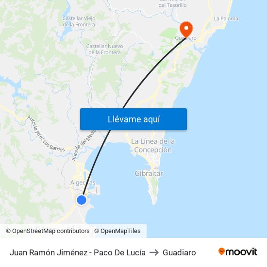 Juan Ramón Jiménez - Paco De Lucía to Guadiaro map