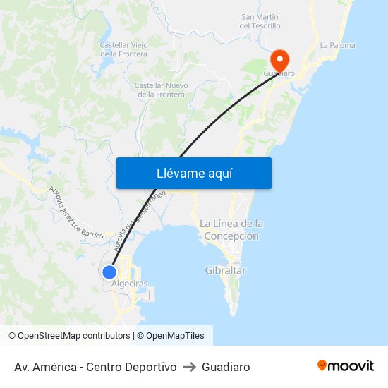 Av. América - Centro Deportivo to Guadiaro map