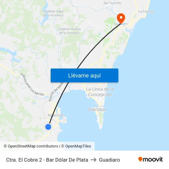 Ctra. El Cobre 2 - Bar Dólar De Plata to Guadiaro map