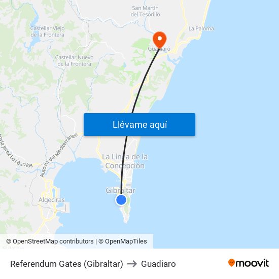 Referendum Gates (Gibraltar) to Guadiaro map