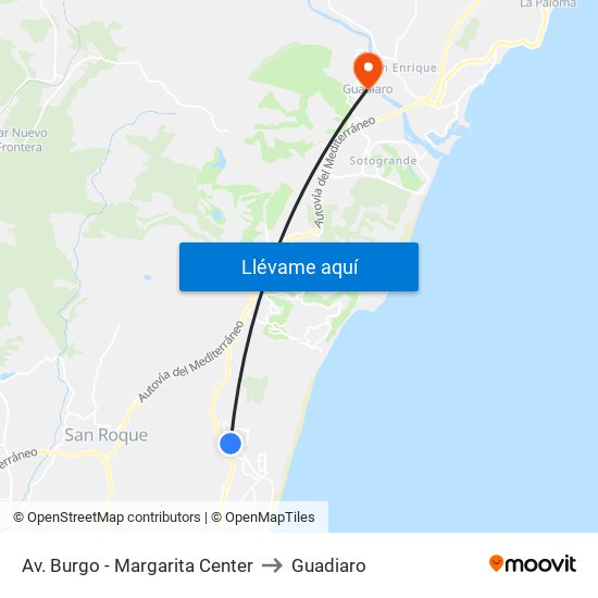 Av. Burgo - Margarita Center to Guadiaro map