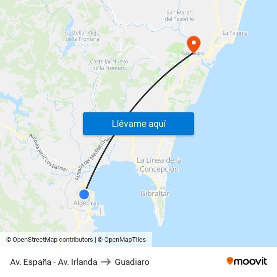 Av. España - Av. Irlanda to Guadiaro map
