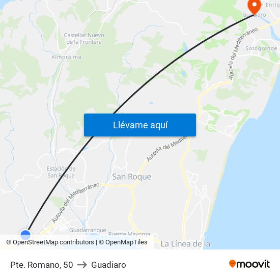Pte. Romano, 50 to Guadiaro map