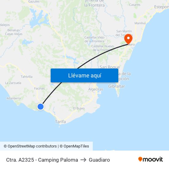 Ctra. A2325 - Camping Paloma to Guadiaro map