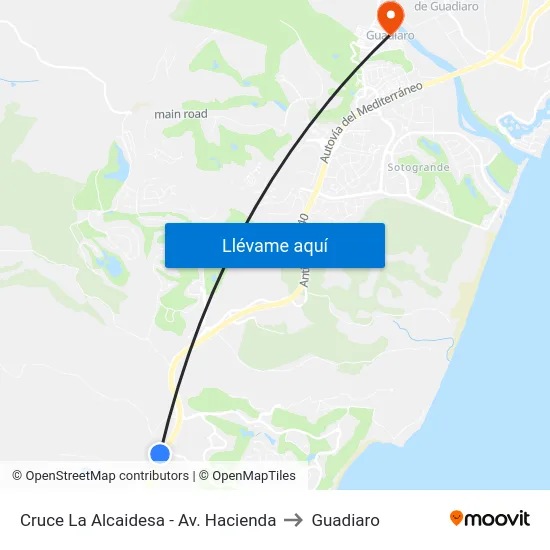 Cruce La Alcaidesa - Av. Hacienda to Guadiaro map