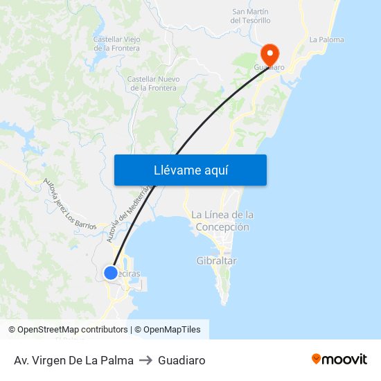 Av. Virgen De La Palma to Guadiaro map