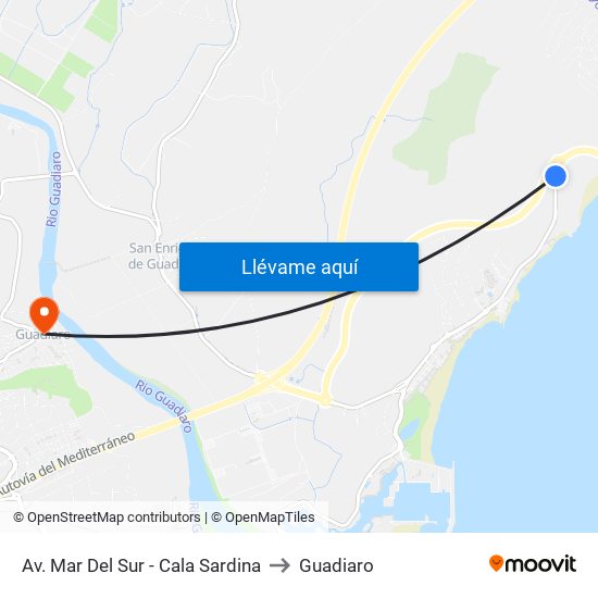 Av. Mar Del Sur - Cala Sardina to Guadiaro map