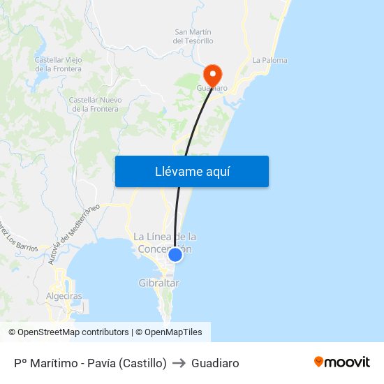 Pº Marítimo - Pavía (Castillo) to Guadiaro map