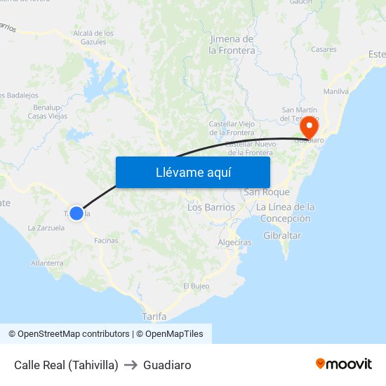 Calle Real (Tahivilla) to Guadiaro map