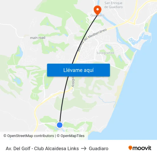 Av. Del Golf - Club Alcaidesa Links to Guadiaro map