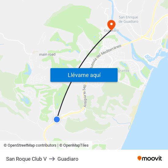 San Roque Club V to Guadiaro map