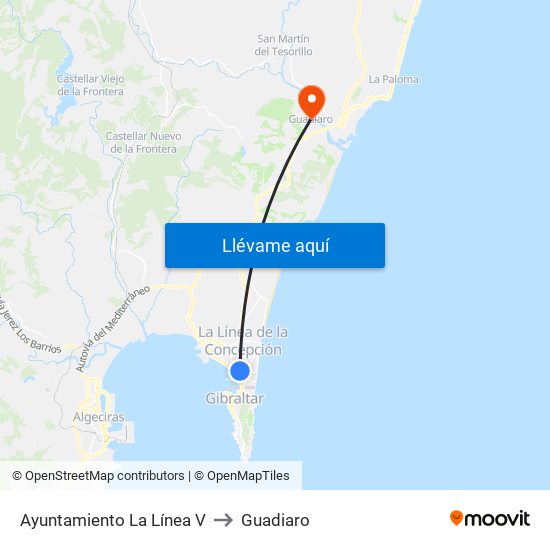 Ayuntamiento La Línea V to Guadiaro map