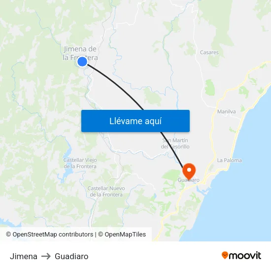 Jimena to Guadiaro map