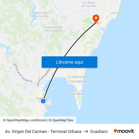 Av. Virgen Del Carmen - Terminal Urbana to Guadiaro map