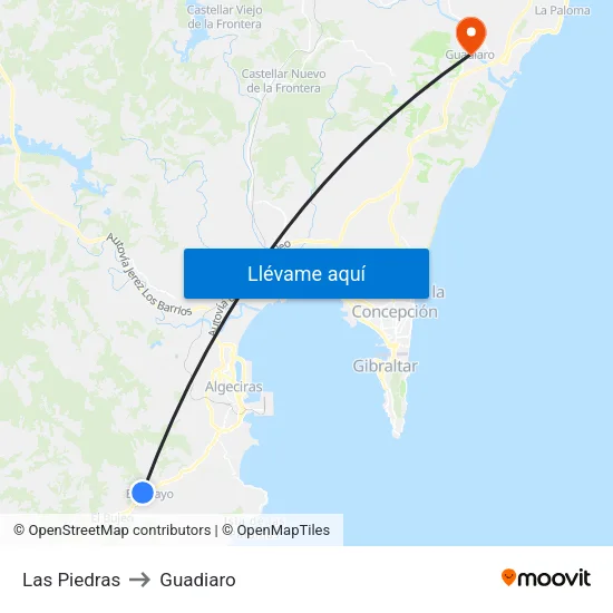 Las Piedras to Guadiaro map