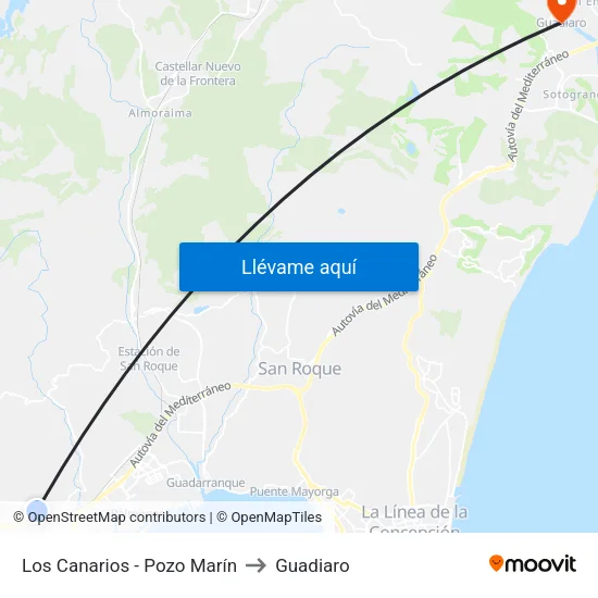 Los Canarios - Pozo Marín to Guadiaro map