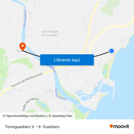 Torreguadiaro V to Guadiaro map