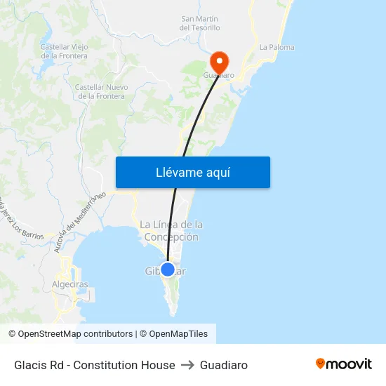 Glacis Rd - Constitution House to Guadiaro map