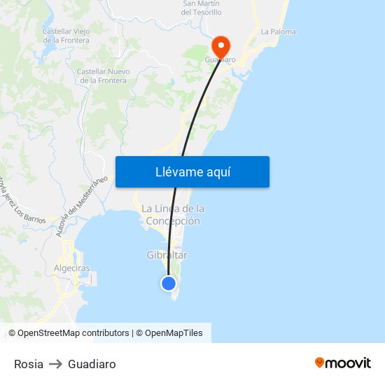 Rosia to Guadiaro map