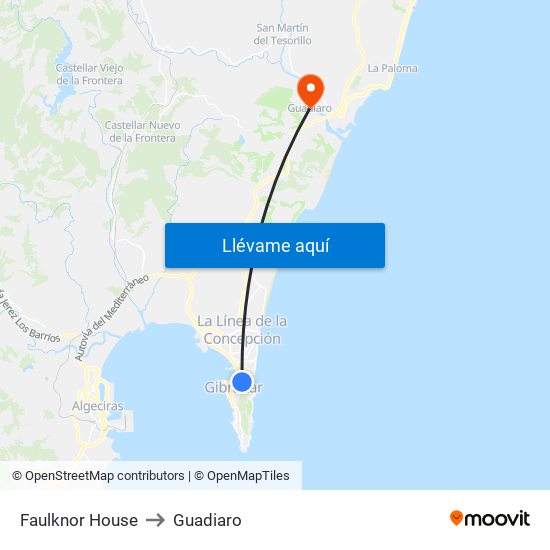 Faulknor House to Guadiaro map