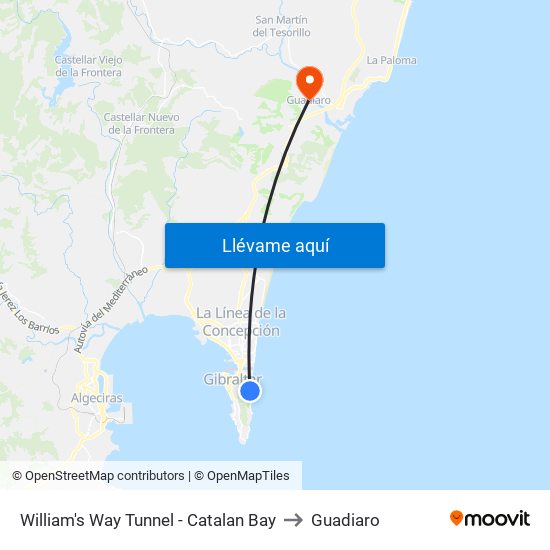 William's Way Tunnel - Catalan Bay to Guadiaro map