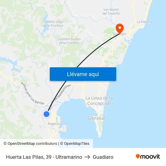 Huerta Las Pilas - Ultramarino to Guadiaro map