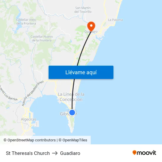 St Theresa's Church to Guadiaro map