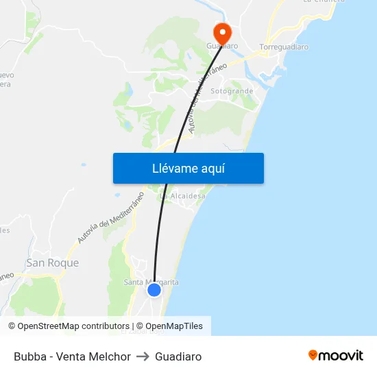 Bubba - Venta Melchor to Guadiaro map