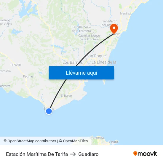 Estación Marítima De Tarifa to Guadiaro map
