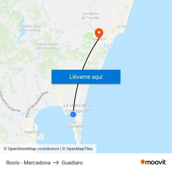 Rocío - Mercadona to Guadiaro map