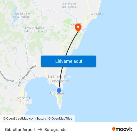 Gibraltar Airport to Sotogrande map