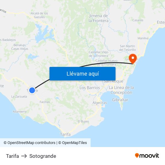 Tarifa to Sotogrande map