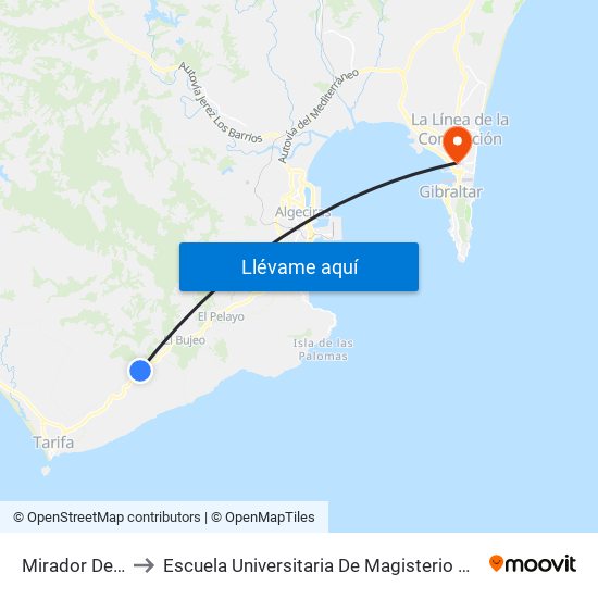 Mirador De Tarifa to Escuela Universitaria De Magisterio Virgen De Europa map