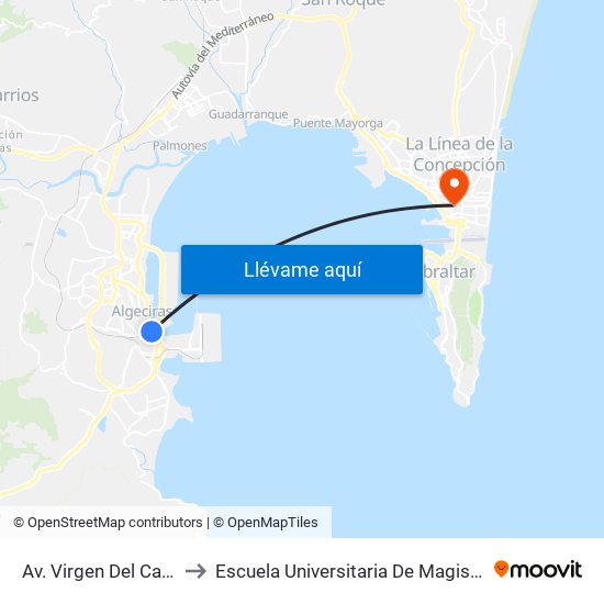 Av. Virgen Del Carmen - Puerto to Escuela Universitaria De Magisterio Virgen De Europa map